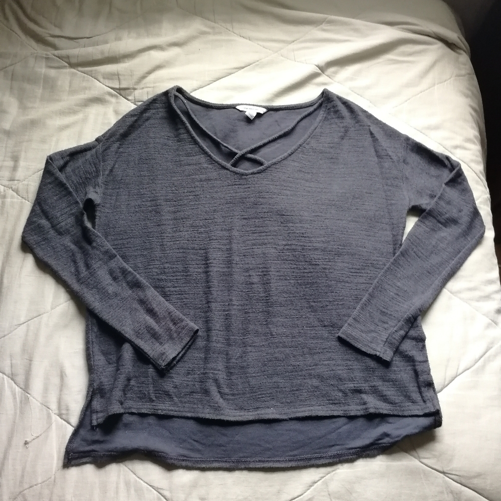 AMERCIAN EAGLE Grey Criss Cross Front Pullover Long Sleeve Top Grunge XXS AE